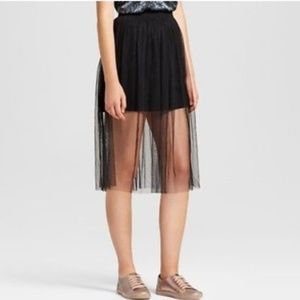Mesh Overlay Midi Skirt